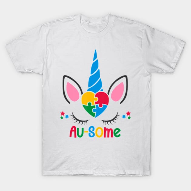 Autism Awareness Unicorn Heart Puzzle Piece For Princess T-Shirt by StuSpenceart